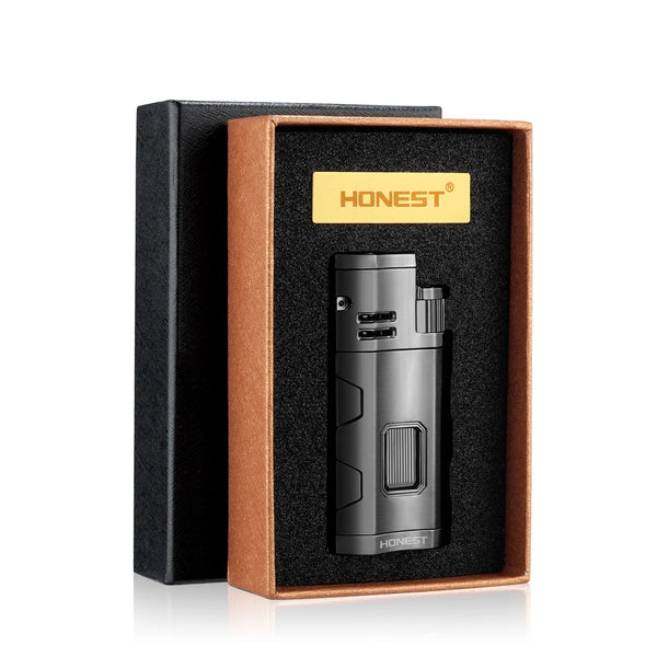Cigar Three Torch Lighters Triple Jet Flame Refillable Butane Lighter Windproof with Punch Marjiuana Smoking Accessories