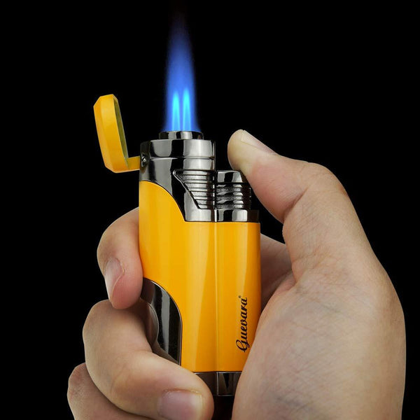 Cigar Torch Butane Lighters Fuel Refillable Lighter with Punch Cutter