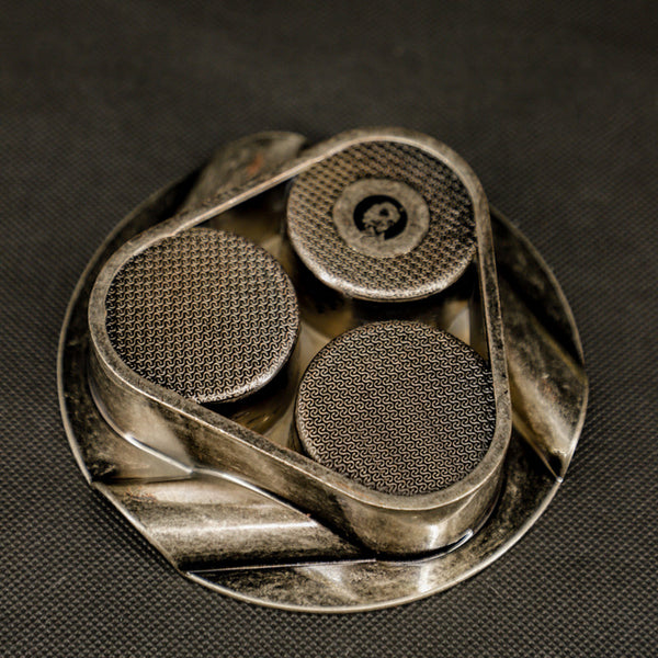 GUEVARA Metal Round Cigar Ashtray metal ashtray for 3 cigars Stainless ashtray with inner groove Ashtray Holder with Box  cigar ashtray