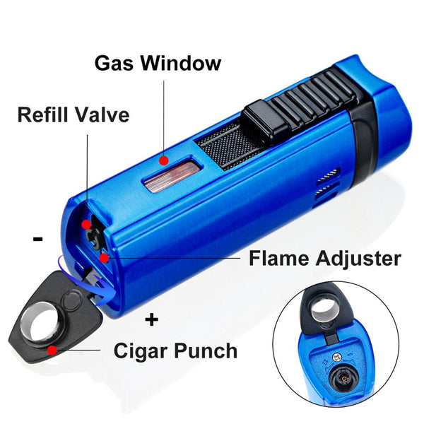 Guevara Metal Ciga Lighter Torch Jet Flame Refillable