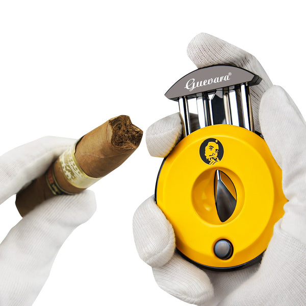 GUEVARA Cigar Cutter V -Cut Stainless Steel Cutters Gold Cut 62 Ring Gauge Cigar Accessories Guillotine for Gift Box