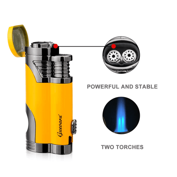 Cigar Torch Butane Lighters Fuel Refillable Lighter with Punch Cutter