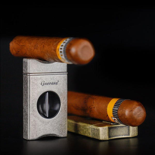 GUEVARA Metal Cigar Cutter Lighter Set Windproof 3 Jet Flame Butane USB Lighter Cigarette Case Accessories for Gift Box