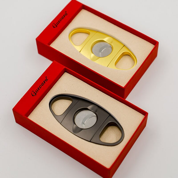 GUEVARA Metal Cigar Cutter Pocket Cutters Sharp Blade Cigars Cut Portable Outdoor Luxury Cigar Accessories Tool for Cigar