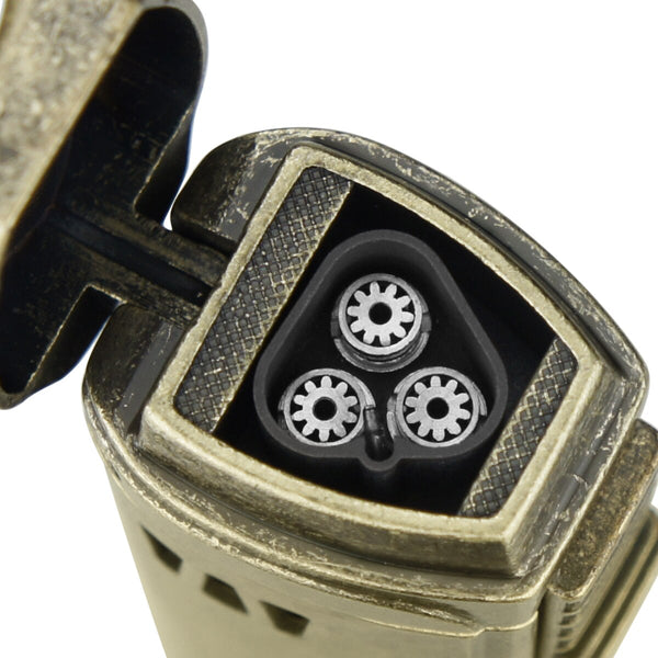GUEVARA Stainless Steel Cigar Cutter Lighter Windproof 1 Jet Flame Butane Cigar Cigarette Case Accessories for Gift Box