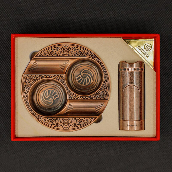 GUEVARA Cigar Lighter Ashtray Set Men Retro Style Portable Cigar Ashtray Cigar Lighter Business Gift Box Set Cigar Accessories