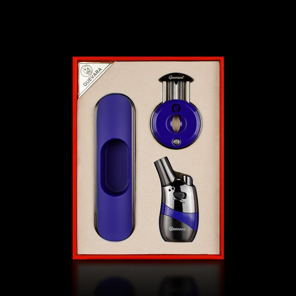 GUEVARA Cigar Lighter Ceramic Ashtray Cutter Combo Cigar Accessories Set Windproof Butane Gas Torch Lighters with Cigar Punch