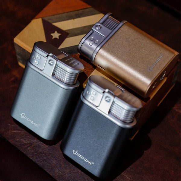 Guevara Cigar Lighter Modern Matte Surface Cigar Lighter Triple 3 Jet Blue Flame Torch Cigar Lighter for Cigar Man with Gift Box
