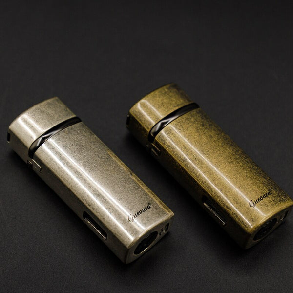 GUEVARA Metal Cigar Cutter Lighter Set Windproof 3 Jet Flame Butane USB Lighter Cigarette Case Accessories for Gift Box