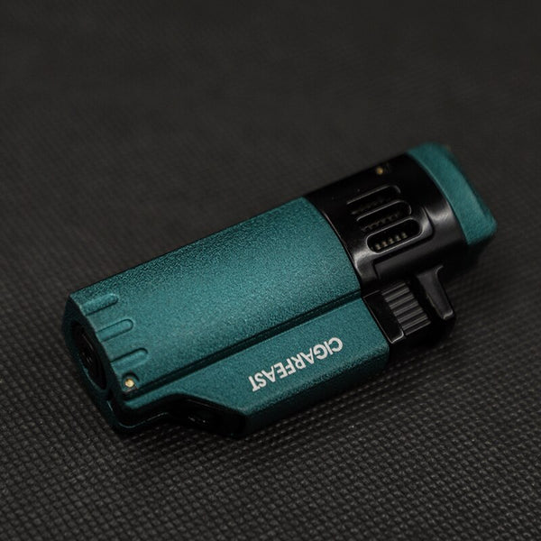 CIGARFEAST Cigar Lighter 4 Jet Torch Blue Flame Gas Butane Refillable Windproof Lighters Cigar Smoking Accessories for Gift Box