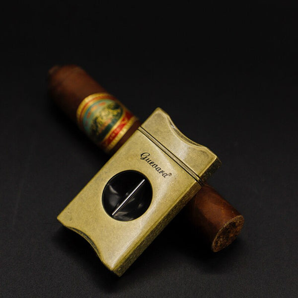 GUEVARA Metal Cigar Cutter Lighter Set Windproof 3 Jet Flame Butane USB Lighter Cigarette Case Accessories for Gift Box