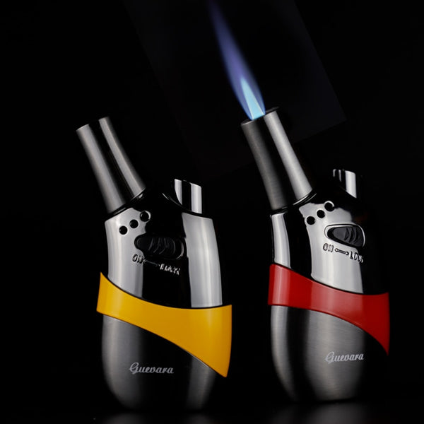 GUEVARA Cigar Lighter Ceramic Ashtray Cutter Combo Cigar Accessories Set Windproof Butane Gas Torch Lighters with Cigar Punch