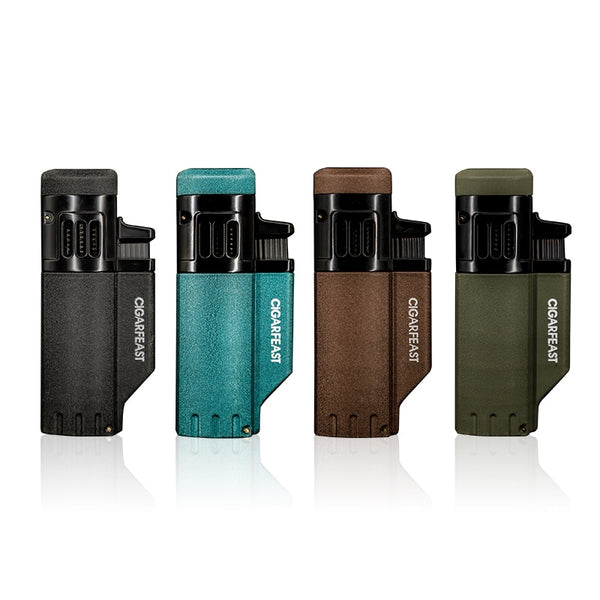 CIGARFEAST Cigar Lighter 4 Jet Torch Blue Flame Gas Butane Refillable Windproof Lighters Cigar Smoking Accessories for Gift Box