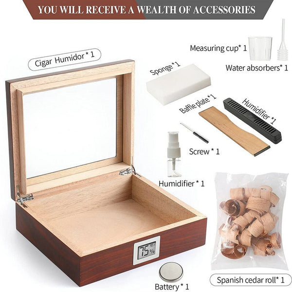Guevara Cedar Wood Cigar Travel Humidor Box Portable Cigar Case W/ Humidifier Hygrometer Cigar Humidor Sigaren Box For Cigars