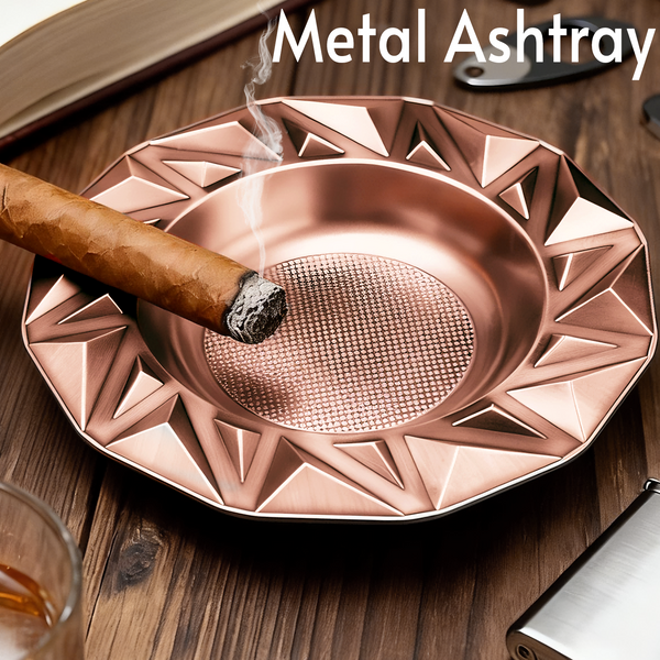 Multi-tube Roundmetal Cigar Ashtray Durability Big Ash trays for 8"  Cigarettes Large Rest Outdoor Cigars Ash tray for Patio/Outside/Indoor Ashtray