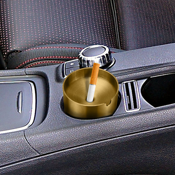 cgaplus Car Ashtray with Lid Smell Proof Stainless Steel Portable Ash Tray for Car Cup Holder Detachable Windproof Extinguished Cigarette Bucket Automotive Ashtrays for Outdoor Home Office