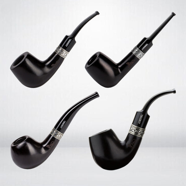 LUBINSKI pipe, ebony silver ring pipe, vintage carved 9mm flue, Rubinsky pipe