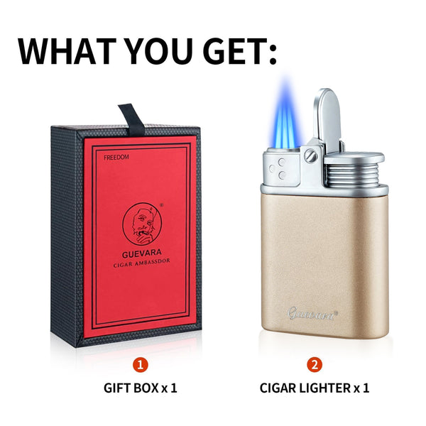 Guevara Cigar Lighter 3 Jet Blue Flame Torch Modern Matte Triple Lighters Cigar Man with Gift Box Smoking Accessories