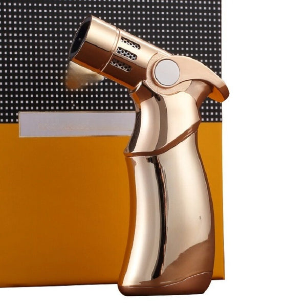 Windproof Gray Four Jet Flame Torch Lighter Adjustable Refillable Cigar Lighter