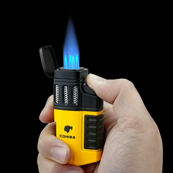 Cohiba 4 Torch Flame Cigar Lighter Butane Gas Jet Lighter Refillable Lighter
