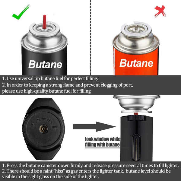 Jet Torch Butane Lighter Windproof Refillable Butane Lighter Adjustable Flame