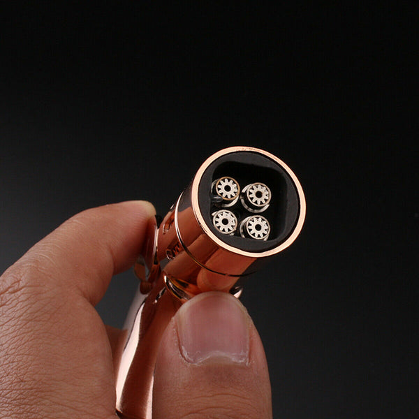 Windproof Gray Four Jet Flame Torch Lighter Adjustable Refillable Cigar Lighter