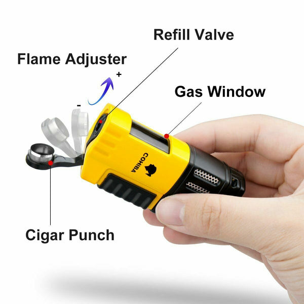 Cohiba 4 Torch Flame Cigar Lighter Butane Gas Jet Lighter Refillable Lighter