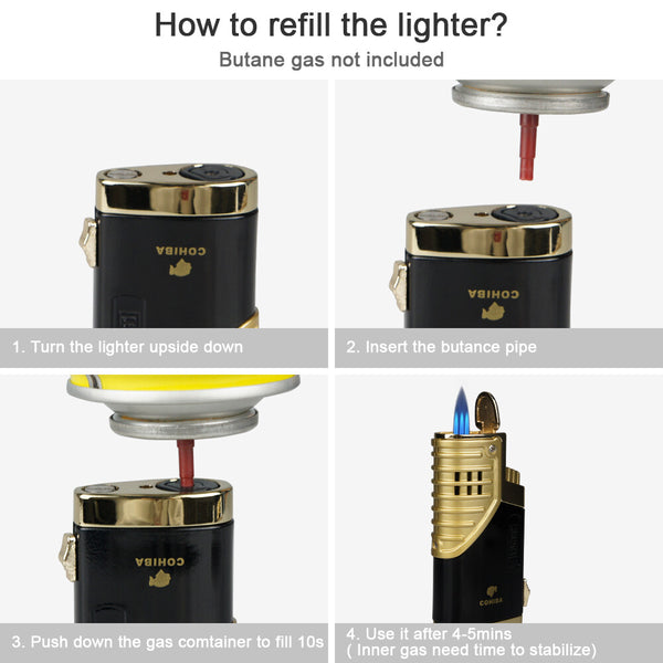 2 color Cigar Lighter Butane with Punch Triple Jet Flames Butane torch