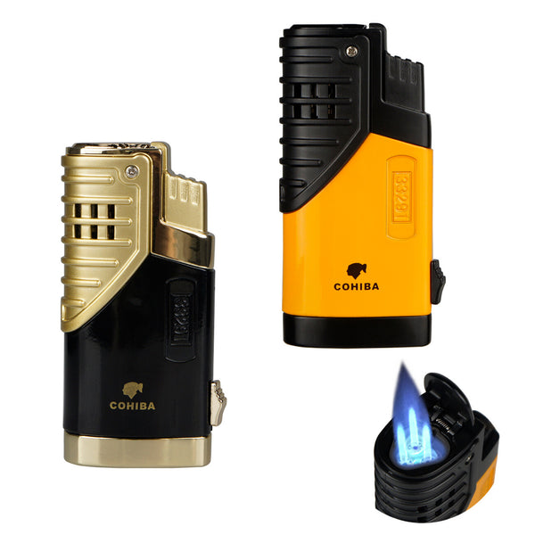 2 color Cigar Lighter Butane with Punch Triple Jet Flames Butane torch