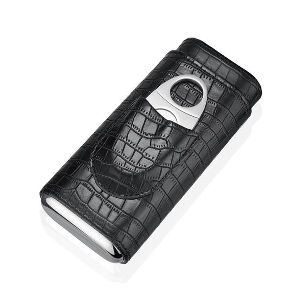 Cigar Case Leather Cigar Travel Case Portable Humidor Box with Cutter