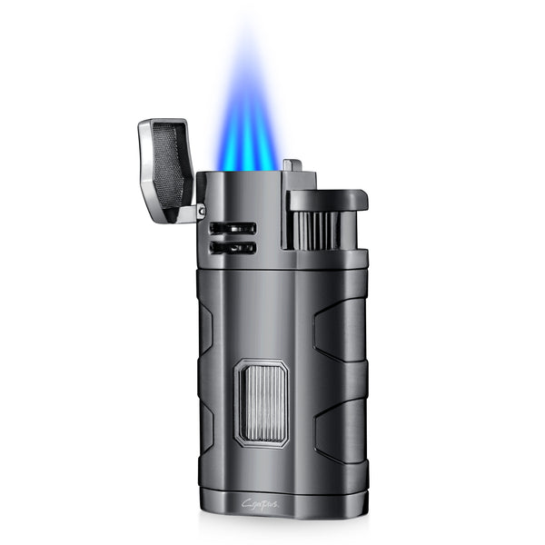 Cigar Three Torch Lighters Triple Jet Flame Refillable Butane Lighter Windproof with Punch Marjiuana Smoking Accessories