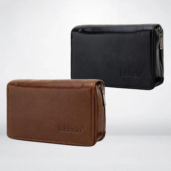 LUBINSKI Pipe Bag Portable Cowhide Three Pipe Bag Zipper Multifunctional Rubinsky Pipe Accessories Placement Bag