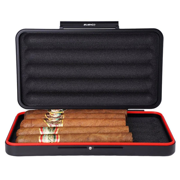 5-pack Portable Cigar Humidor Cedar Wood Multifunctional Travel Set Smoke Accesoires Men Gift Box