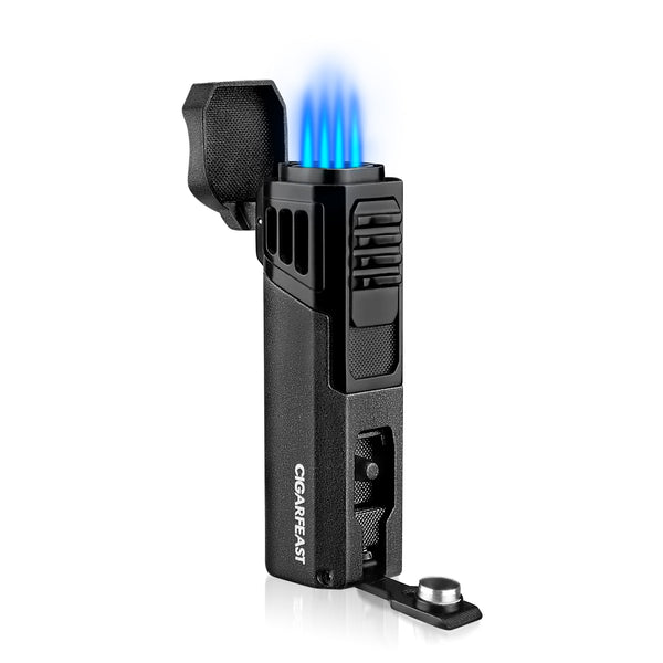 CIGARFEAST Cigar Cigarette Tobacco Lighter 4 Torch Jet Flame Refillable With Punch Smoking Tool Accessories Portable Gas Lighter