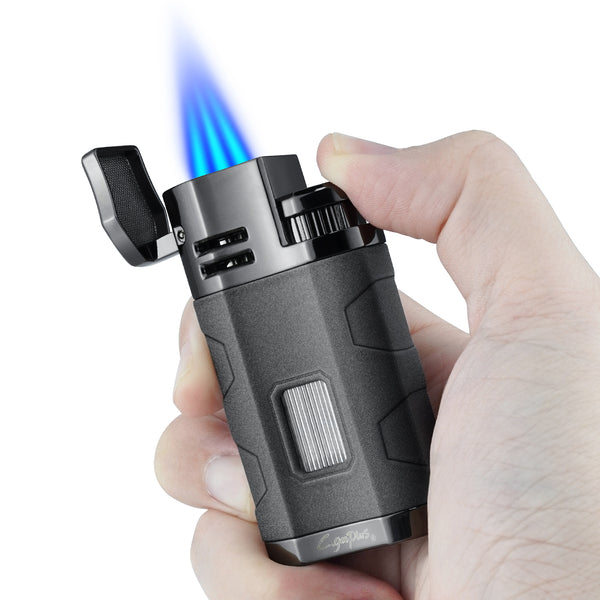 Cigar Three Torch Lighters Triple Jet Flame Refillable Butane Lighter Windproof with Punch Marjiuana Smoking Accessories