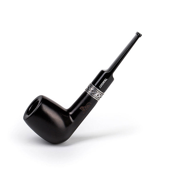 LUBINSKI pipe, ebony silver ring pipe, vintage carved 9mm flue, Rubinsky pipe