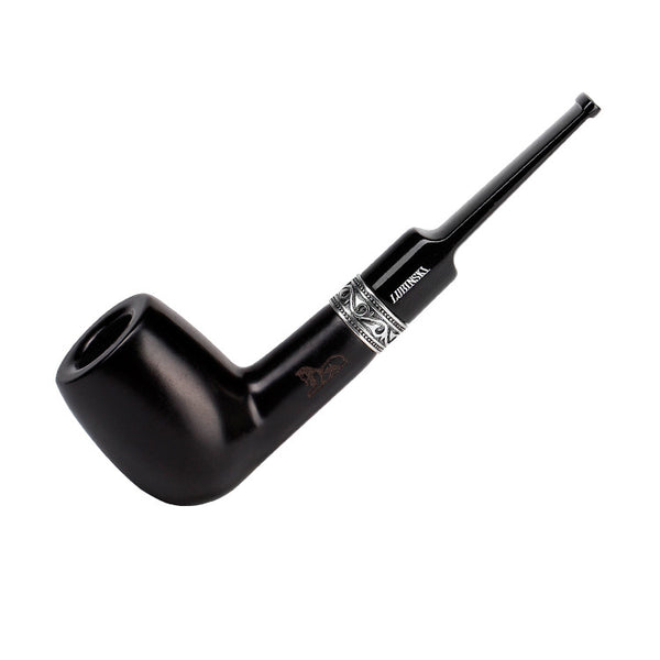 LUBINSKI pipe, ebony silver ring pipe, vintage carved 9mm flue, Rubinsky pipe