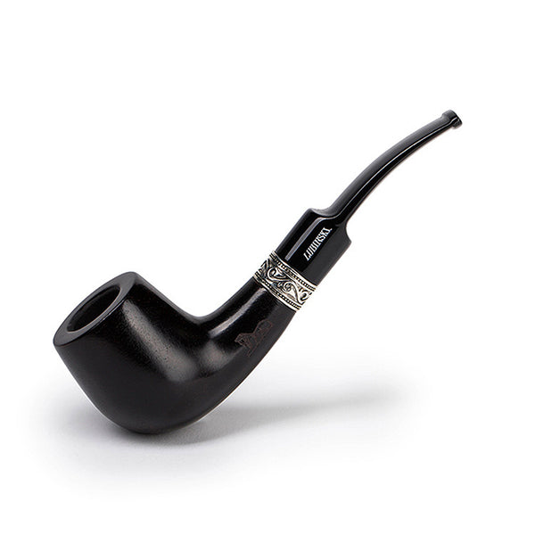 LUBINSKI pipe, ebony silver ring pipe, vintage carved 9mm flue, Rubinsky pipe