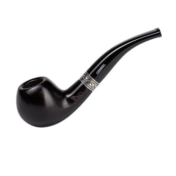 LUBINSKI pipe, ebony silver ring pipe, vintage carved 9mm flue, Rubinsky pipe