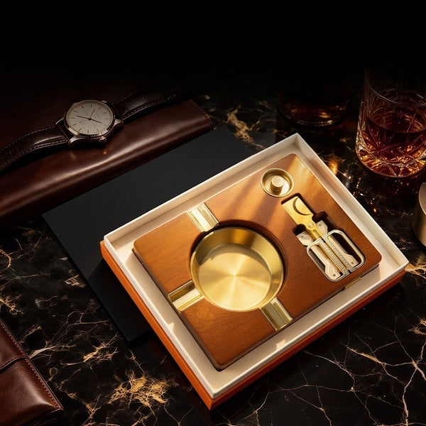 Qiaolong cigar ashtray smoking set multi-functional solid wood exquisite gift box cl-tz296 four-piece set