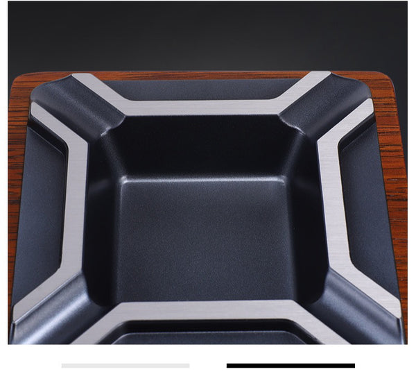 Cigar ashtray creative four-slot metal zinc alloy electroplated solid wood desktop household ashtray