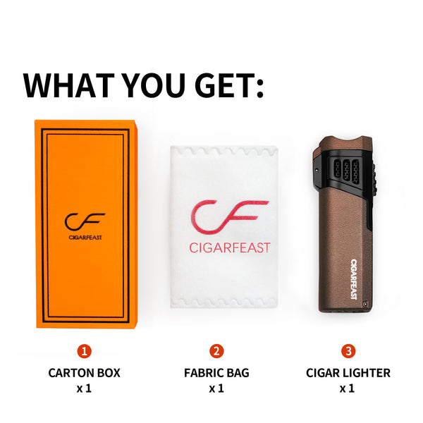 CIGARFEAST Cigar Cigarette Tobacco Lighter 4 Torch Jet Flame Refillable With Punch Smoking Tool Accessories Portable Gas Lighter