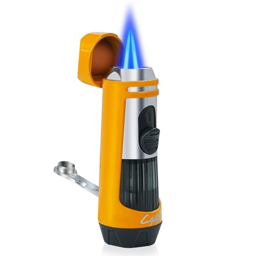 Cigar Torch Lighters Double Jet Butane Refillable Lighter with Punch Windproof Lighter Without Gas