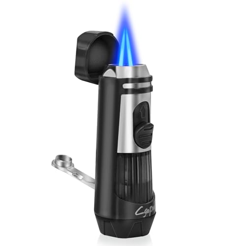 Cigar Torch Lighters Double Jet Butane Refillable Lighter with Punch Windproof Lighter Without Gas