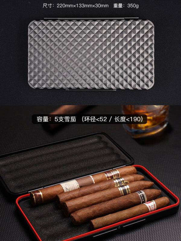 5-pack Portable Cigar Humidor Cedar Wood Multifunctional Travel Set Smoke Accesoires Men Gift Box