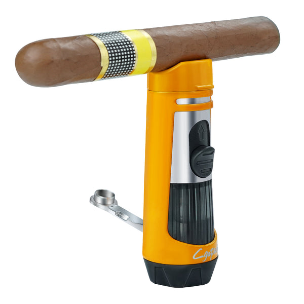 Cigar Torch Lighters Double Jet Butane Refillable Lighter with Punch Windproof Lighter Without Gas