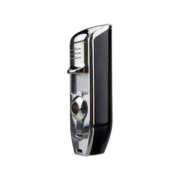 Cigar Torch Lighters Triple Jet Butane Refillable Lighter with Punch Windproof Lighter Without Gas(Black)