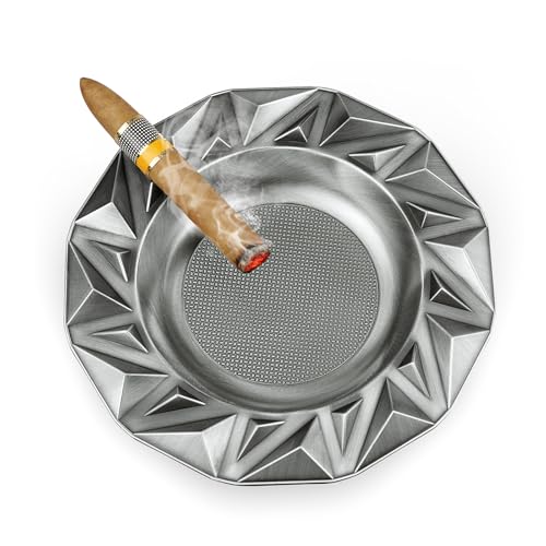 Multi-tube Roundmetal Cigar Ashtray Durability Big Ash trays for 8"  Cigarettes Large Rest Outdoor Cigars Ash tray for Patio/Outside/Indoor Ashtray