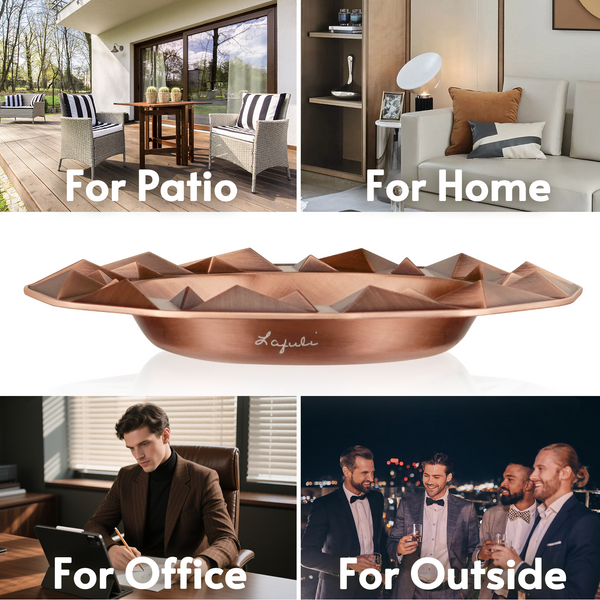 Multi-tube Roundmetal Cigar Ashtray Durability Big Ash trays for 8"  Cigarettes Large Rest Outdoor Cigars Ash tray for Patio/Outside/Indoor Ashtray