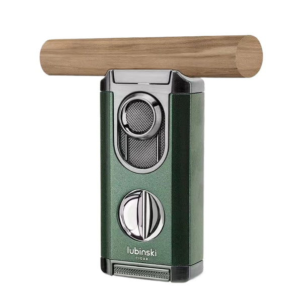 LUBINSKI Cigar Lighter Three Straight Punch One-piece V-cut Zinc Alloy Multi-function Lighter